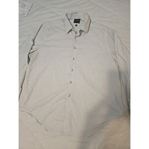 Madison Long Sleeve Button Up Dress Shirt Slim Fit Mens Size Medium White & Blue